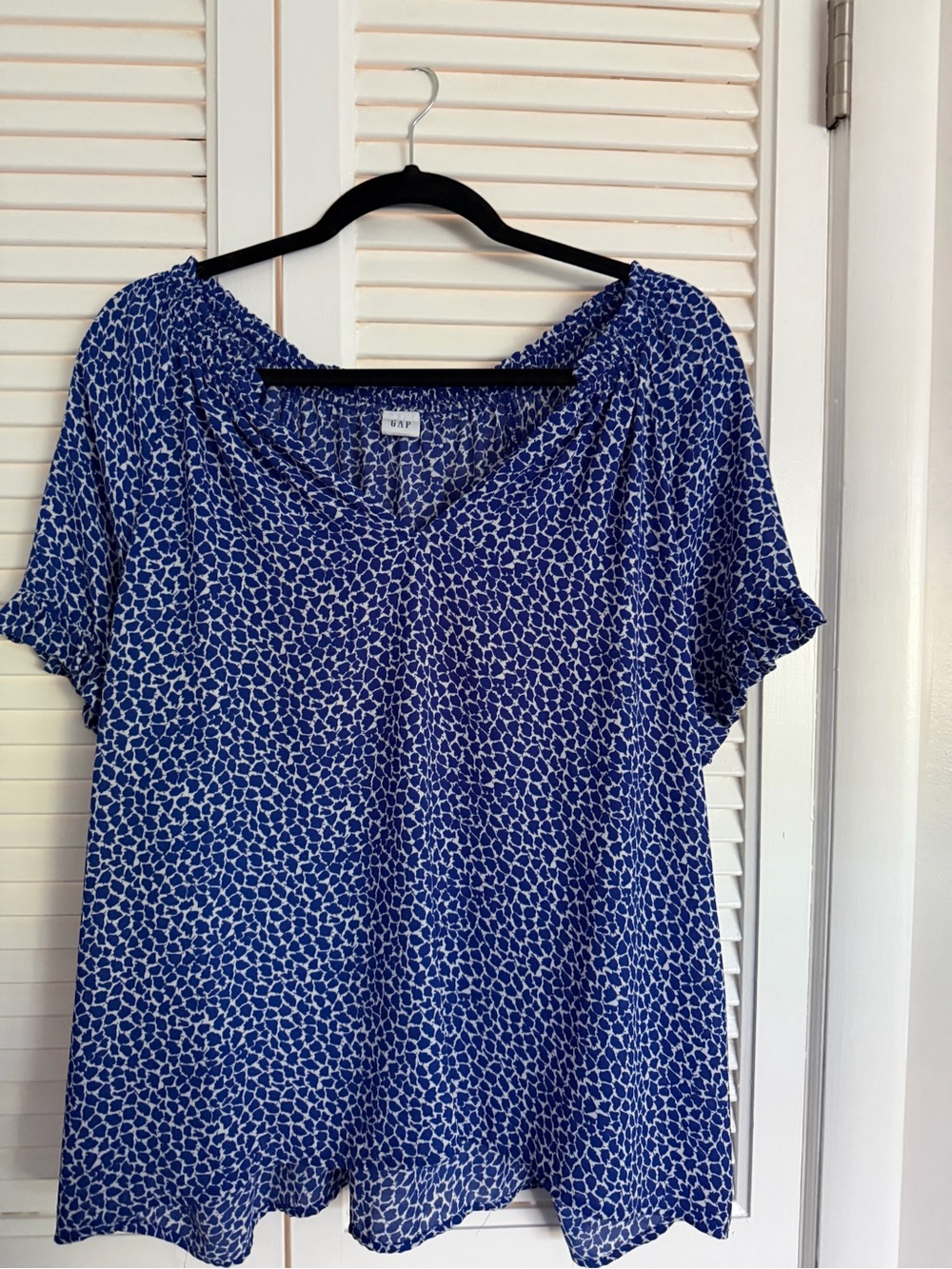 GAP Blue & White Short Sleeve Printed Blouse
